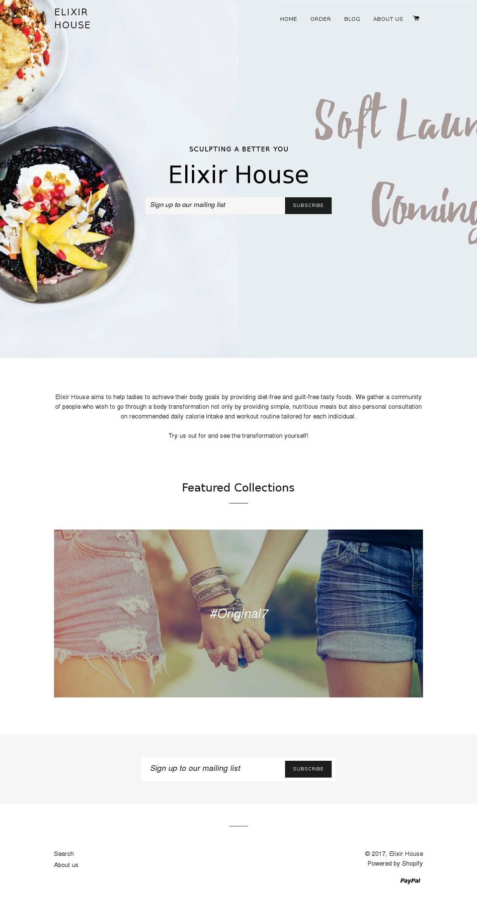 Official website Shopify theme site example elixirhouse.com