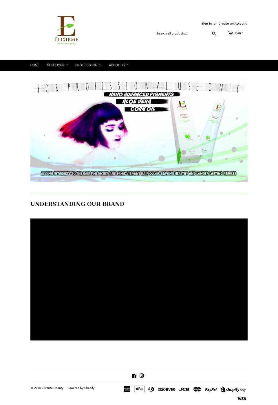 elixirmebeauty.com — Shopify storefront screenshot