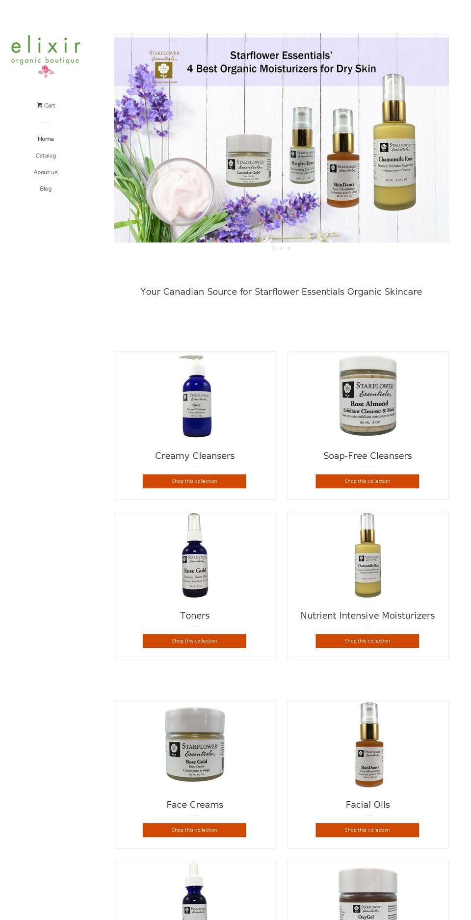 elixirorganicboutique.com — Shopify storefront screenshot
