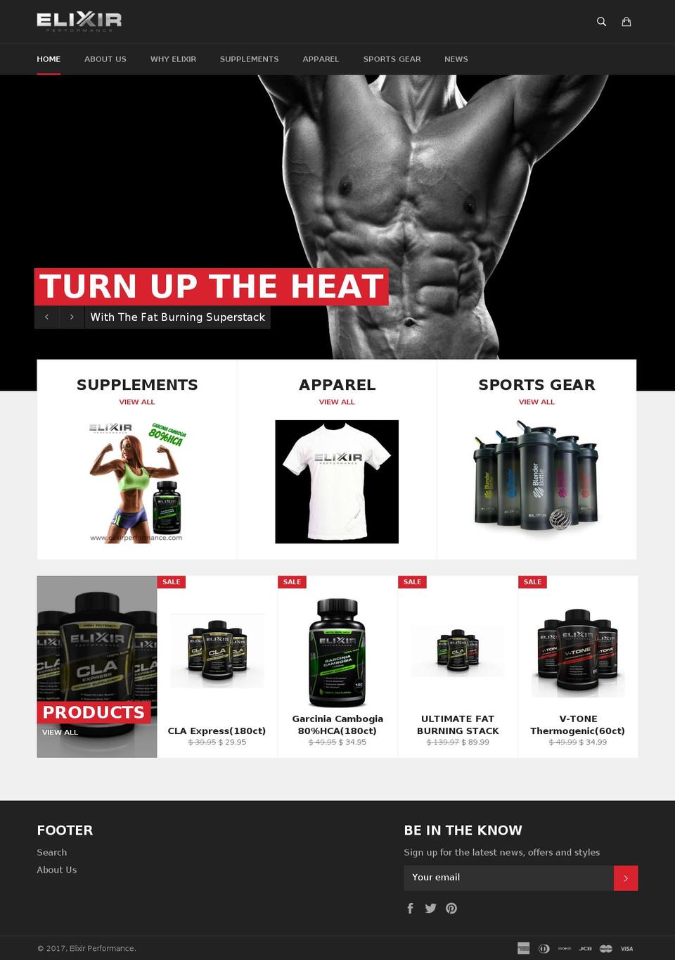 elixirperformance.com shopify website screenshot