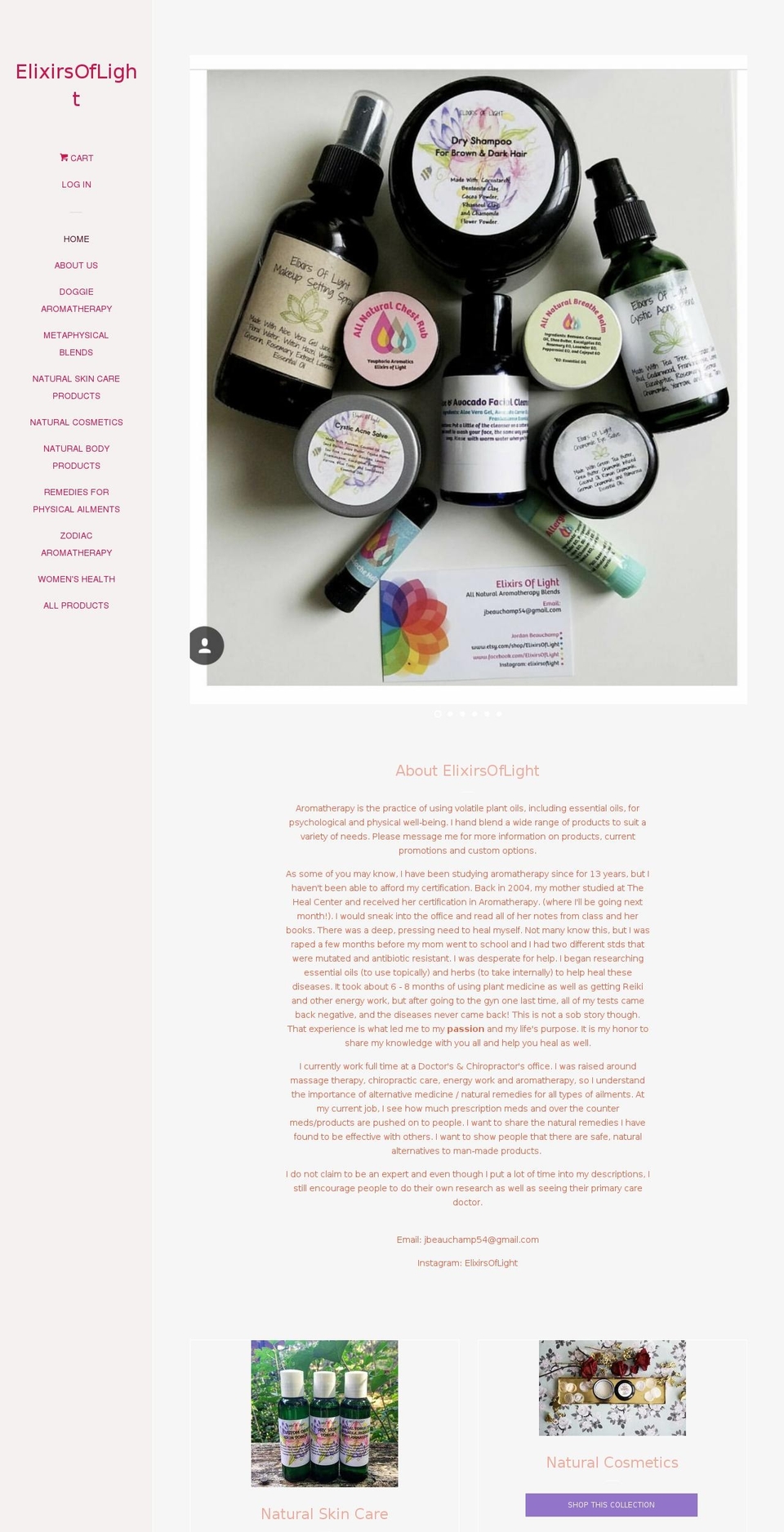 elixirsoflight.com shopify website screenshot