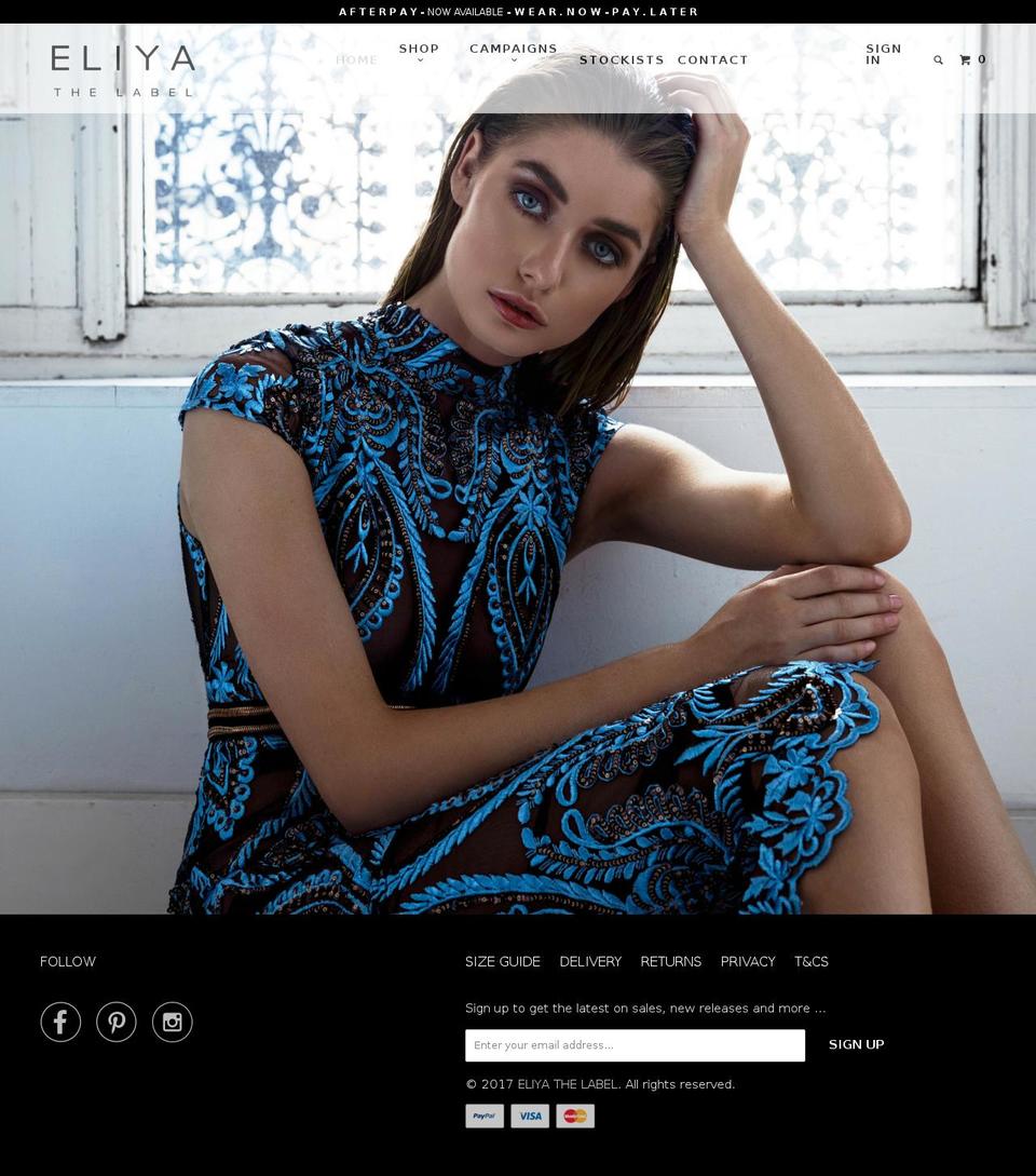 eliyathelabel.com shopify website screenshot