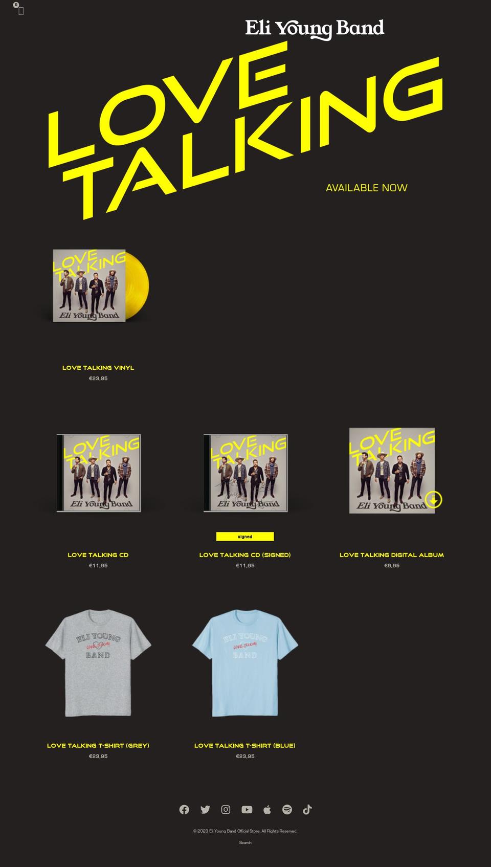 eliyoungbandmerch.com shopify website screenshot