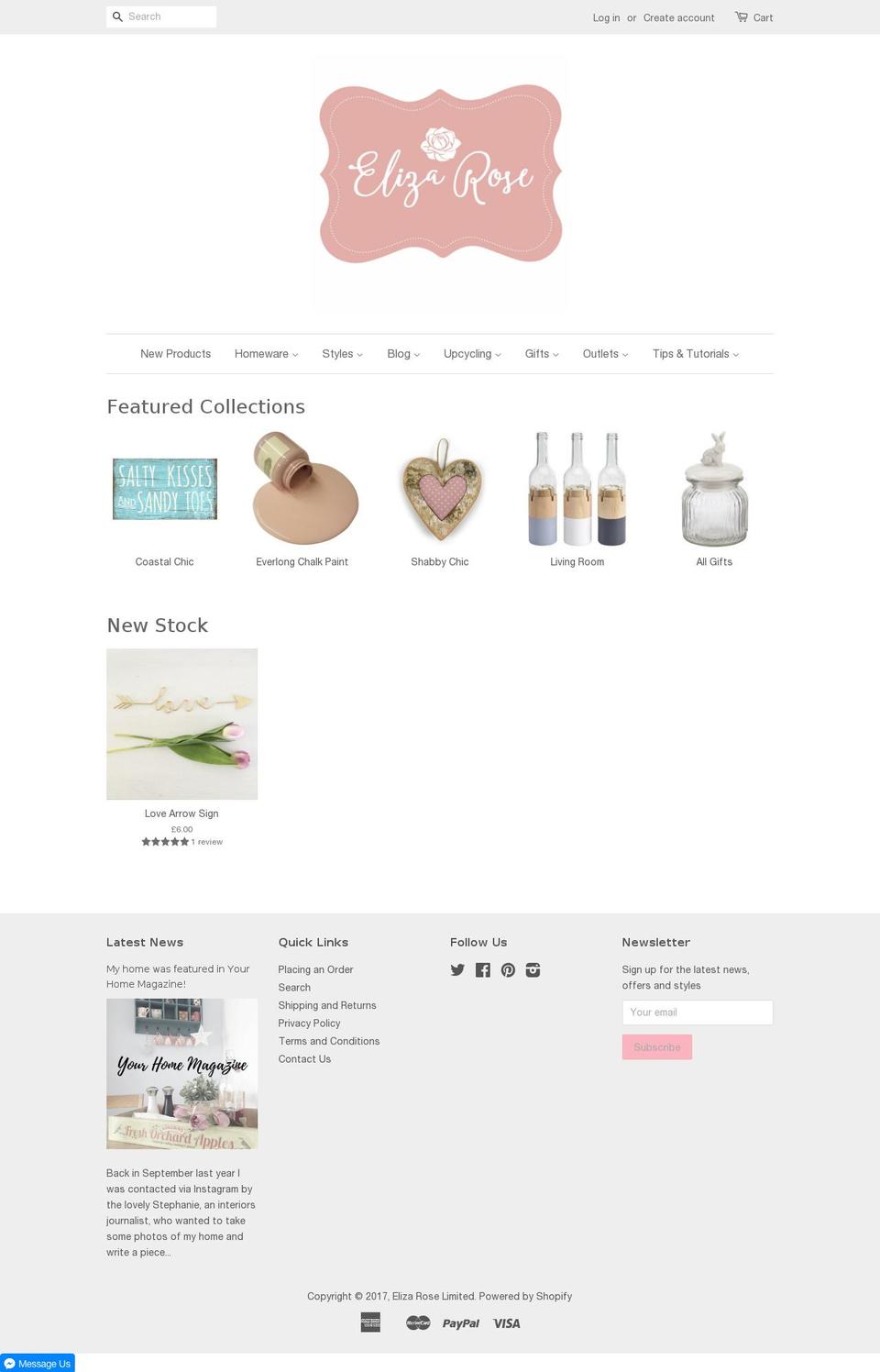 eliza-rose.com shopify website screenshot