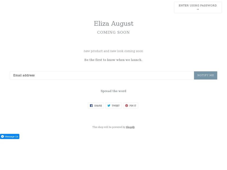 elizaaugust.com — Shopify storefront screenshot