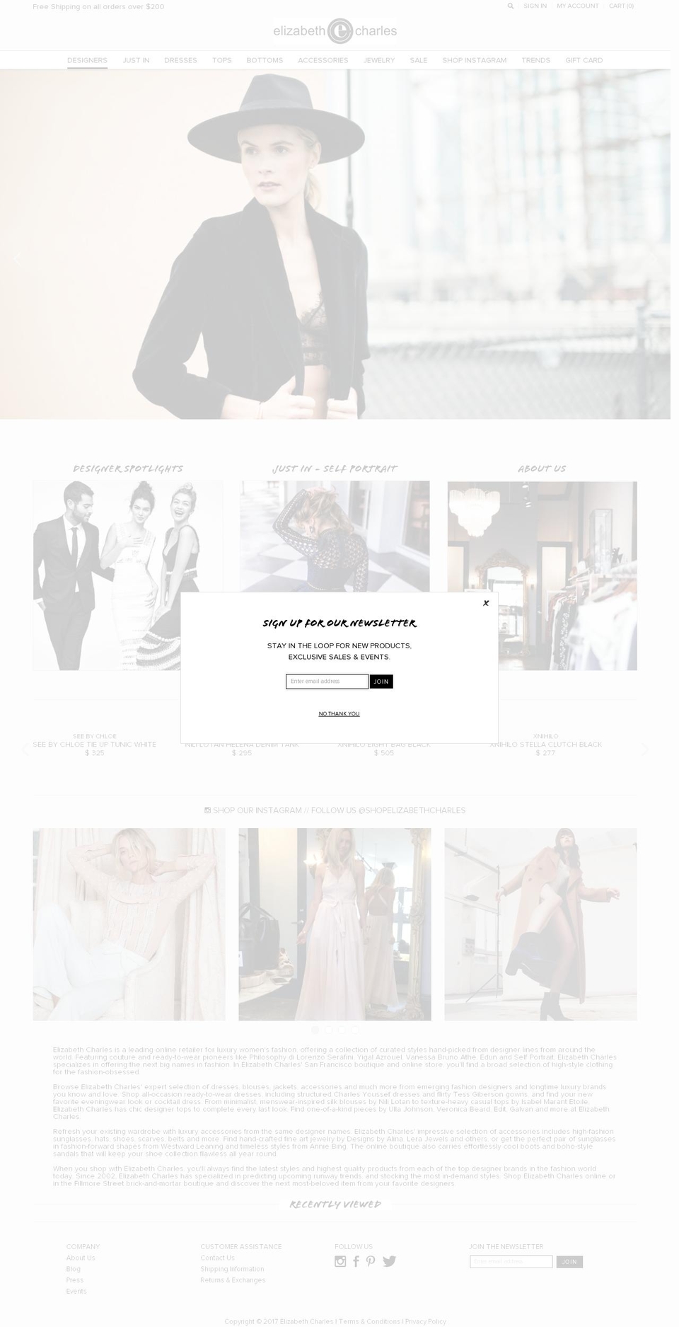 elizabeth-charles.com shopify website screenshot