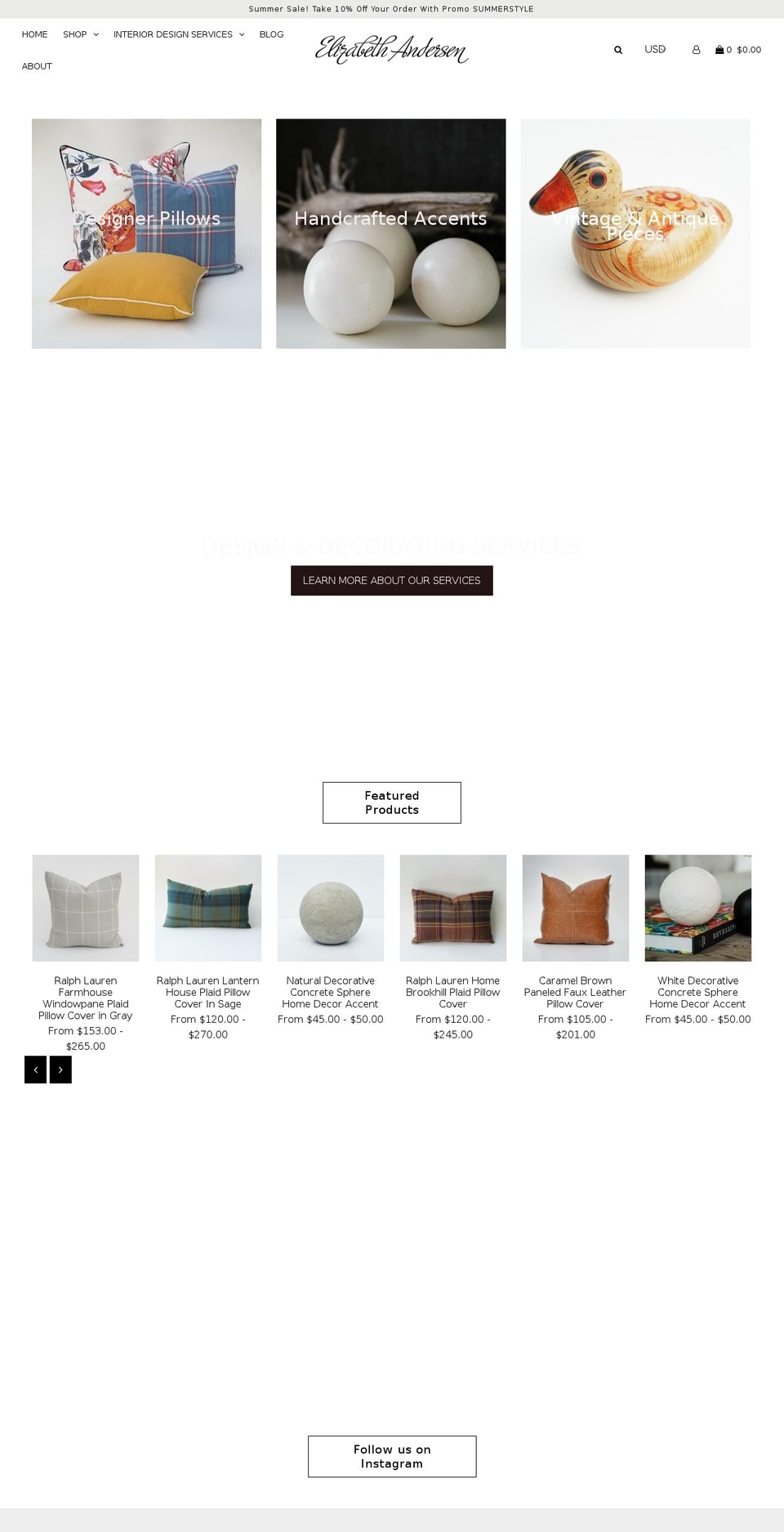elizabethandersen.com — Shopify storefront screenshot