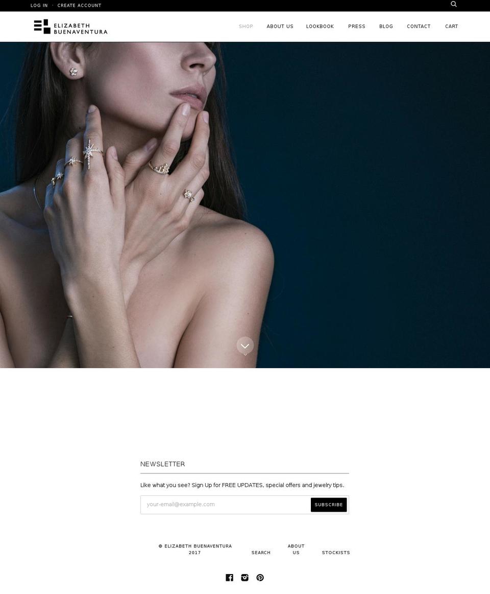 elizabethbuenaventura.com shopify website screenshot