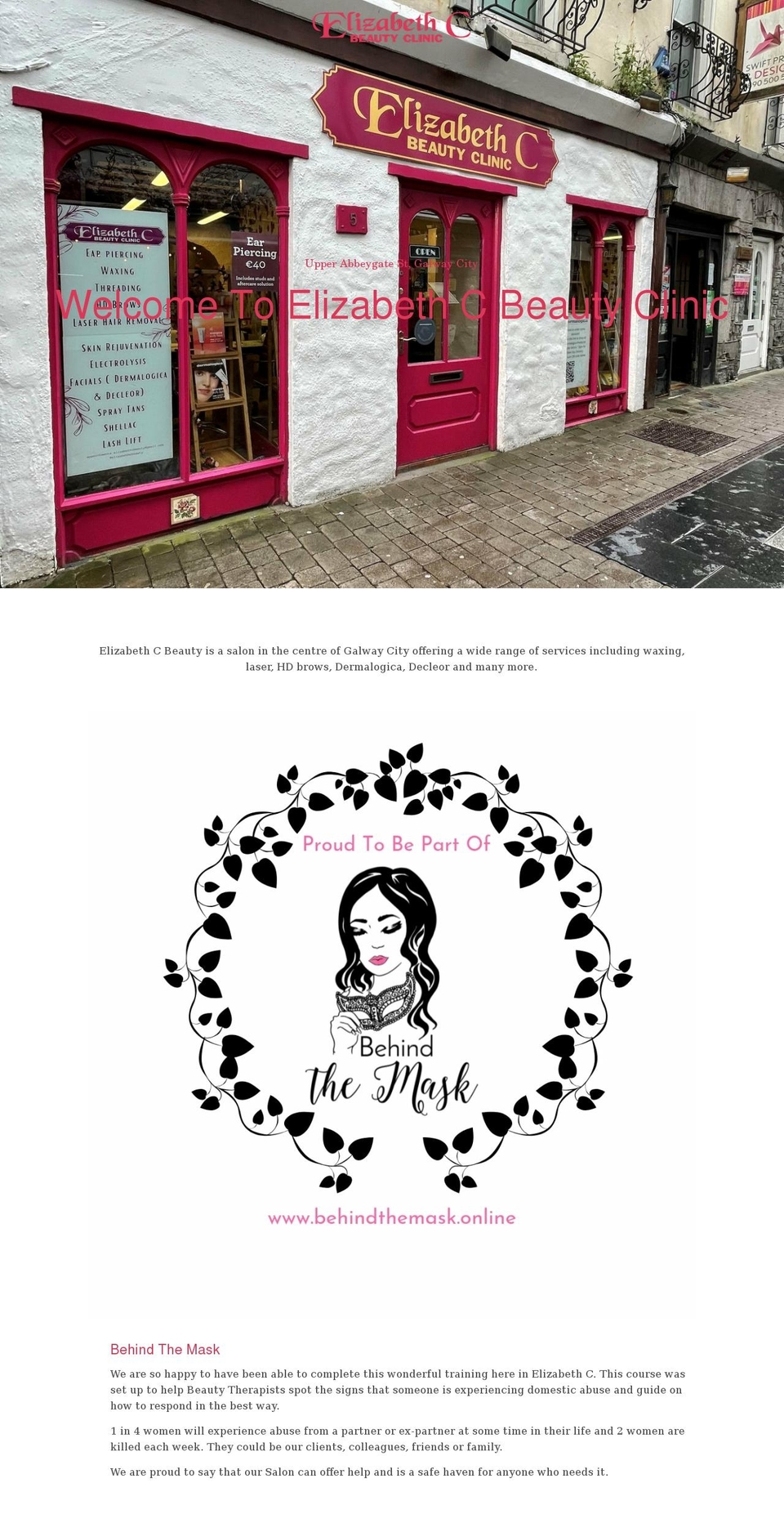 elizabethcbeauty.ie shopify website screenshot