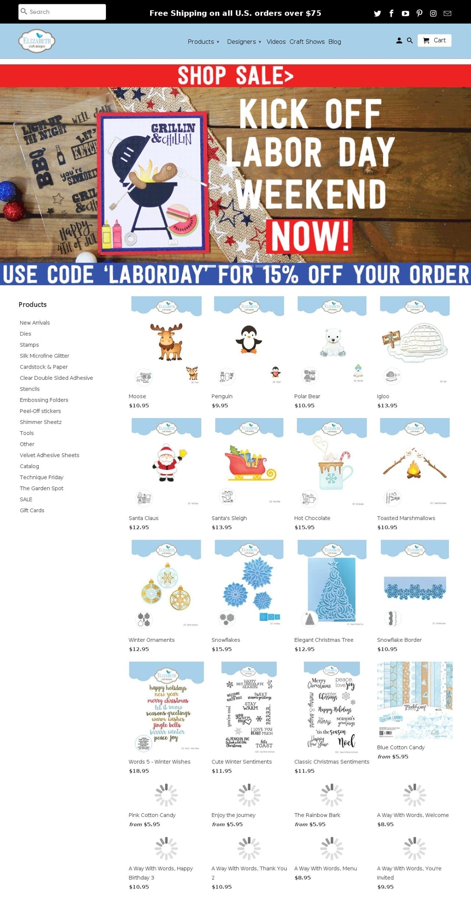 elizabethcrafts.com — Shopify storefront screenshot