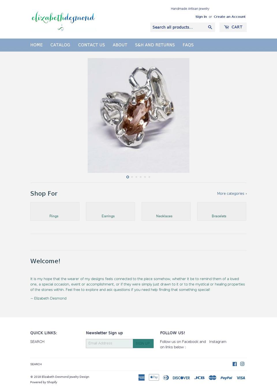 Light Shopify theme site example elizabethdesmond.com