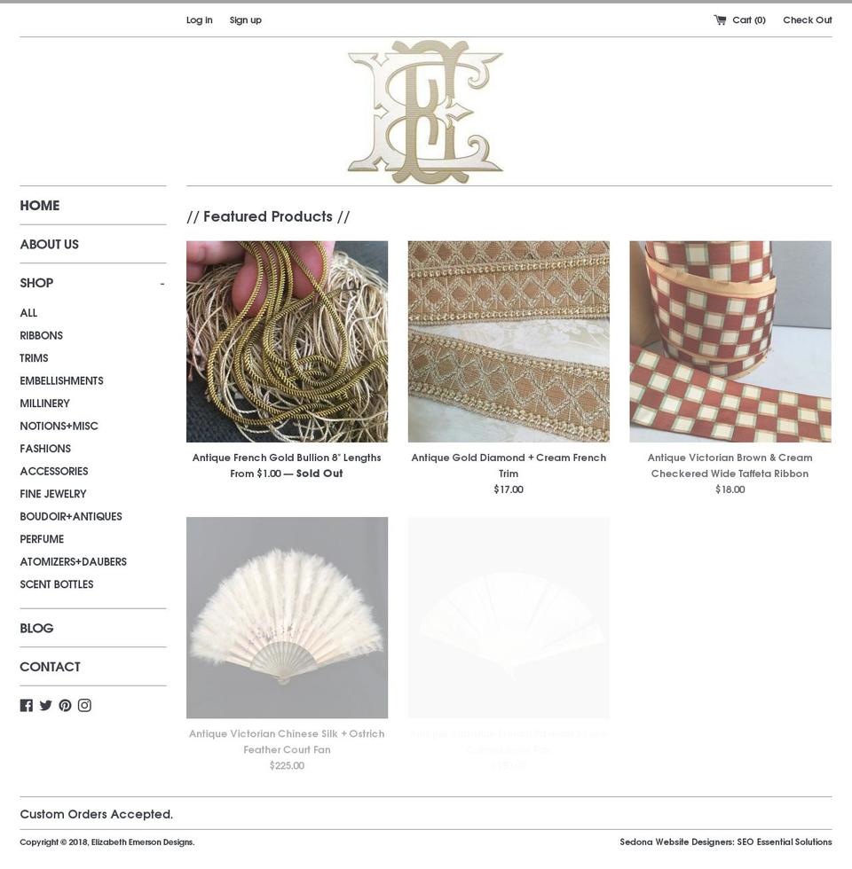 elizabethemersondesigns.com shopify website screenshot
