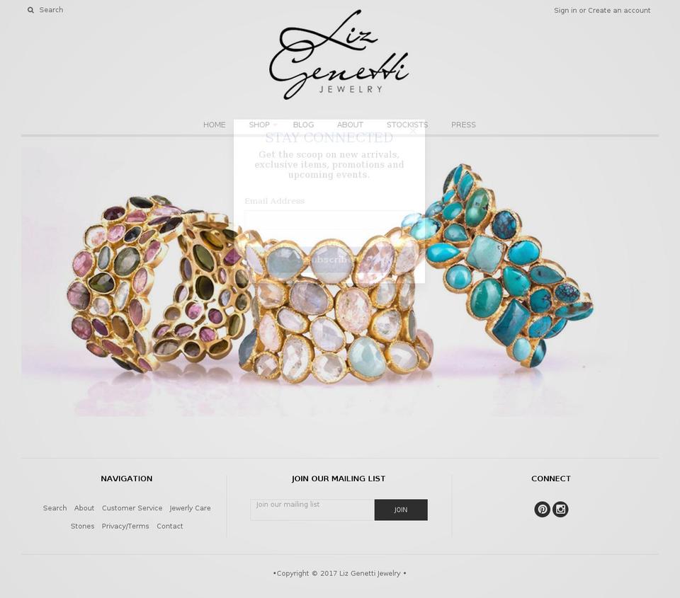 elizabethgenettijewelry.com shopify website screenshot