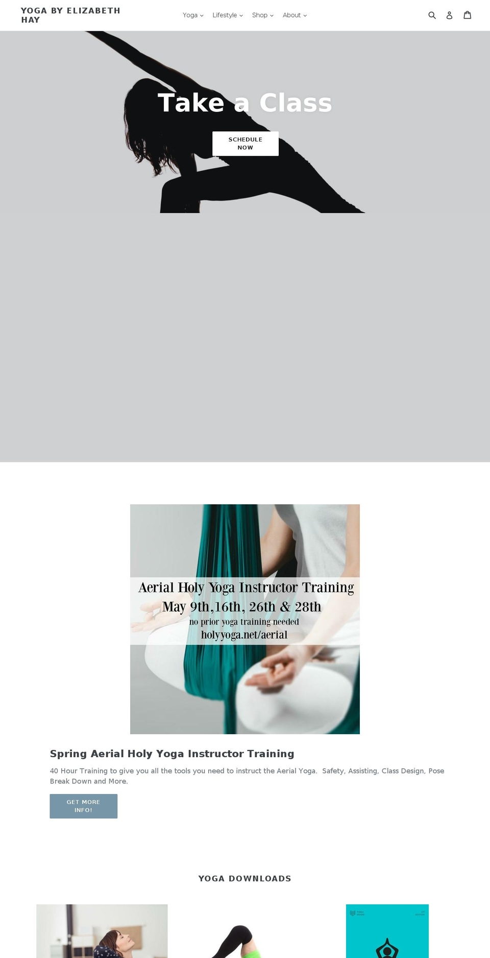 elizabethhay-yoga.com shopify website screenshot