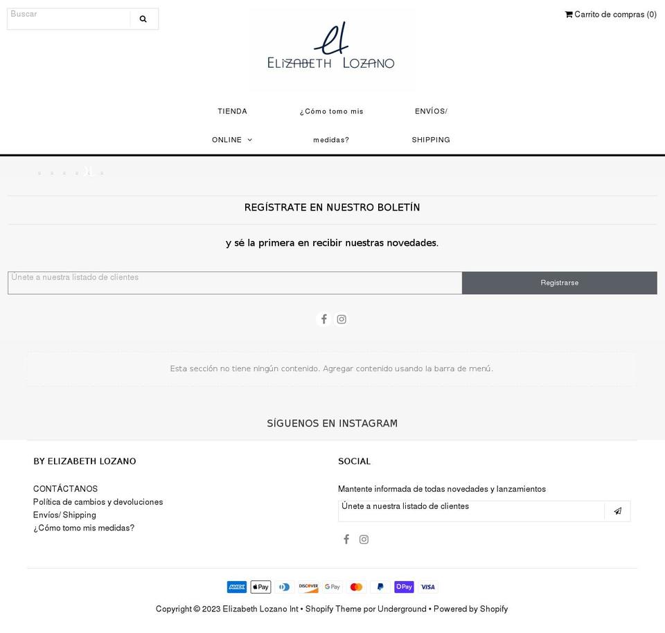 elizabethlozanous.com shopify website screenshot