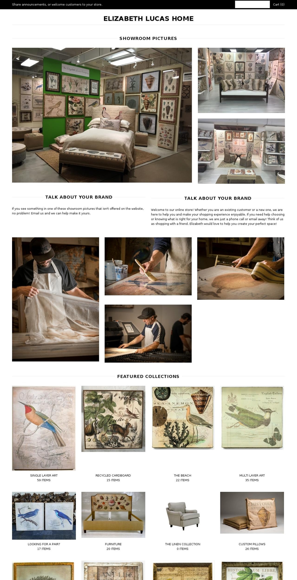 elizabethlucashome.com — Shopify storefront screenshot