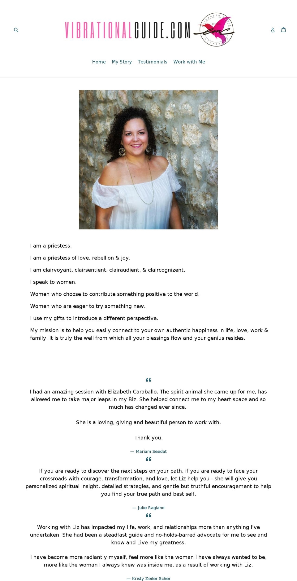 elizabethmariacaraballo.com — Shopify storefront screenshot