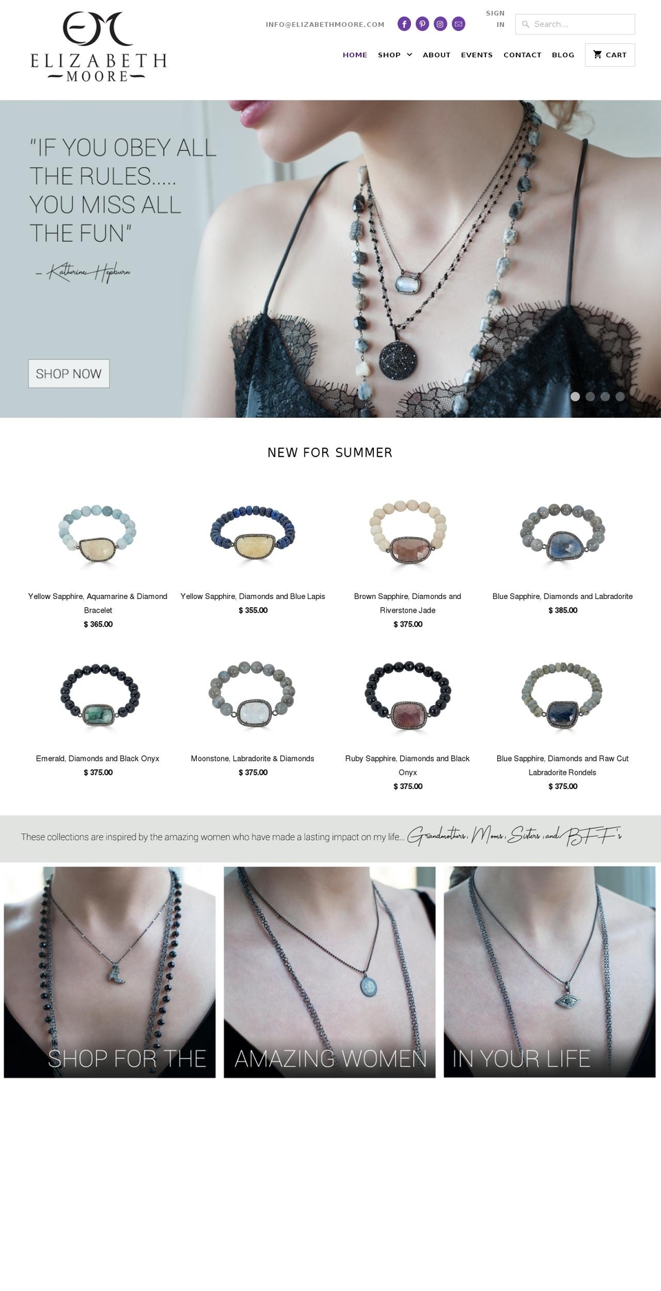 elizabethmoore.com shopify website screenshot