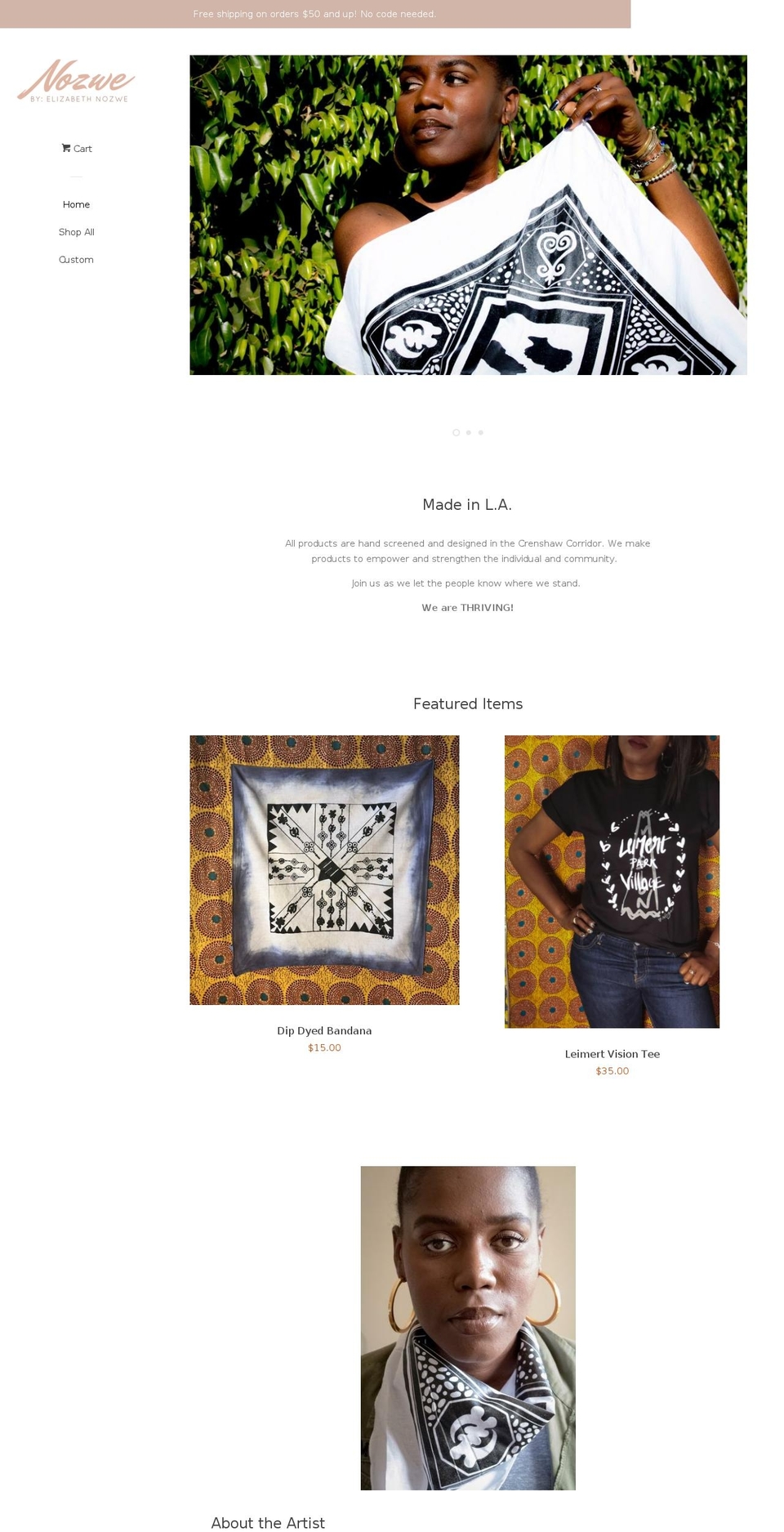 elizabethnozwe.com — Shopify storefront screenshot