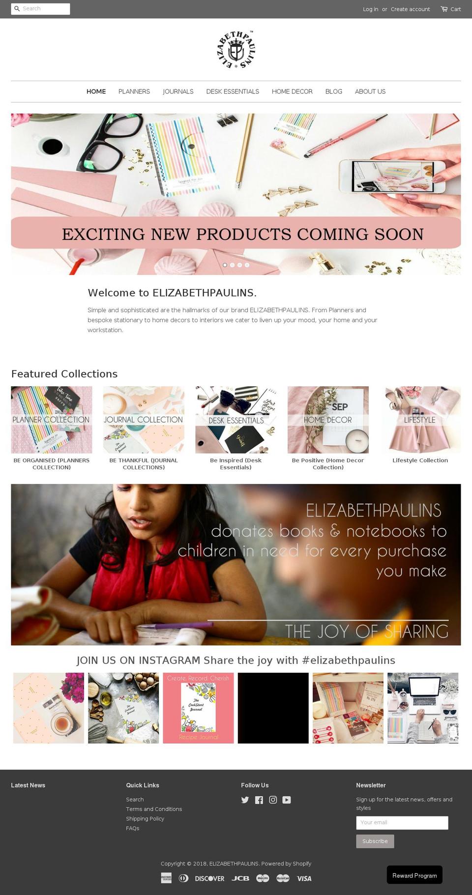 elizabethpaulins.com shopify website screenshot