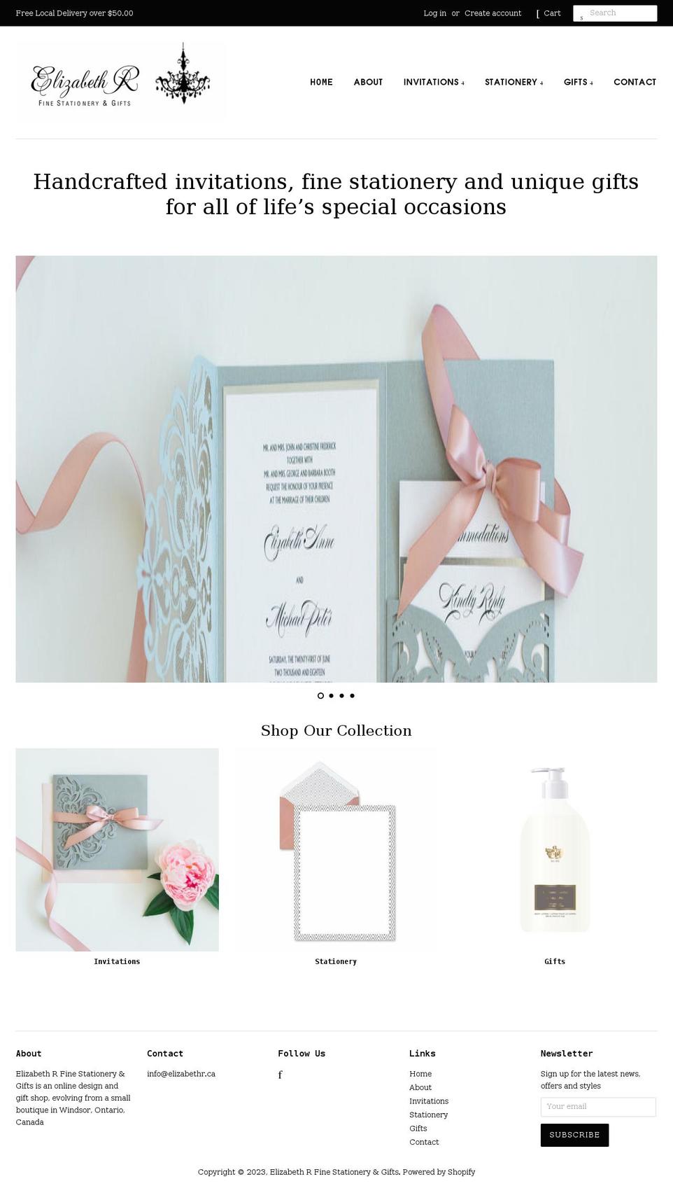 elizabethr.ca shopify website screenshot