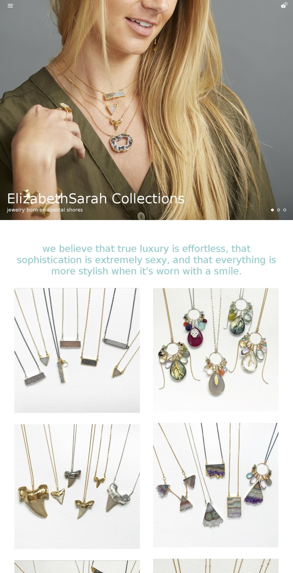 elizabethsarahcollections.com shopify website screenshot