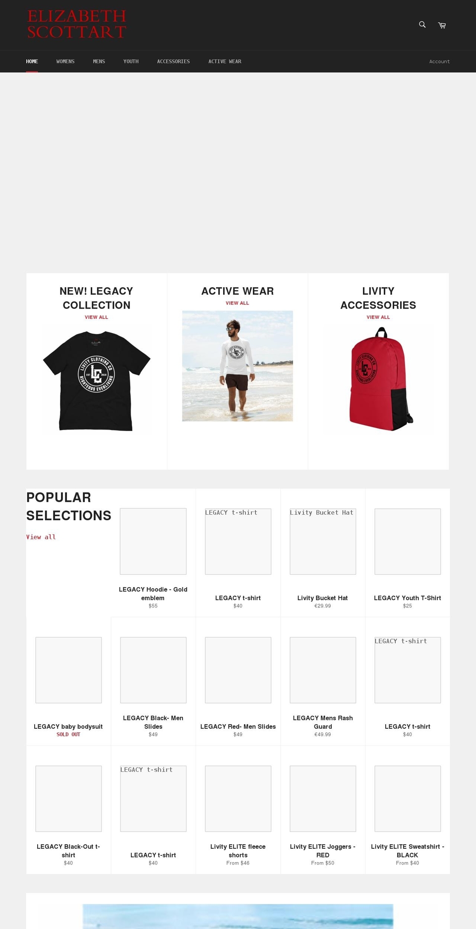 elizabethscottart.com shopify website screenshot