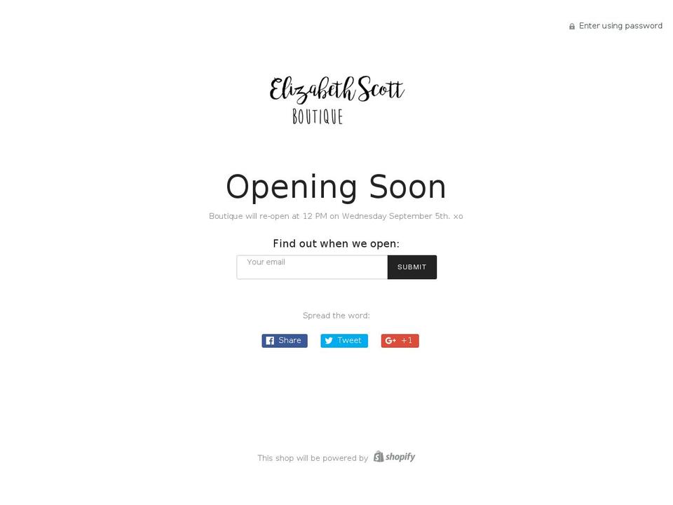 elizabethscottboutique.com — Shopify storefront screenshot