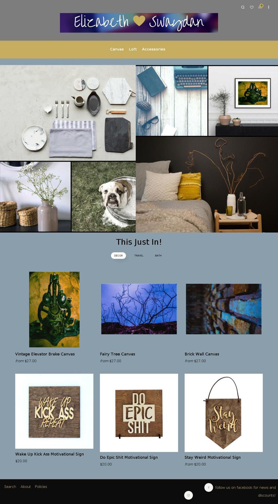 elizabethswaydan.com — Shopify storefront screenshot