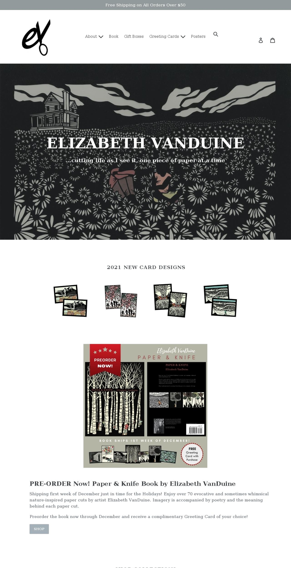 elizabethvanduine.com shopify website screenshot
