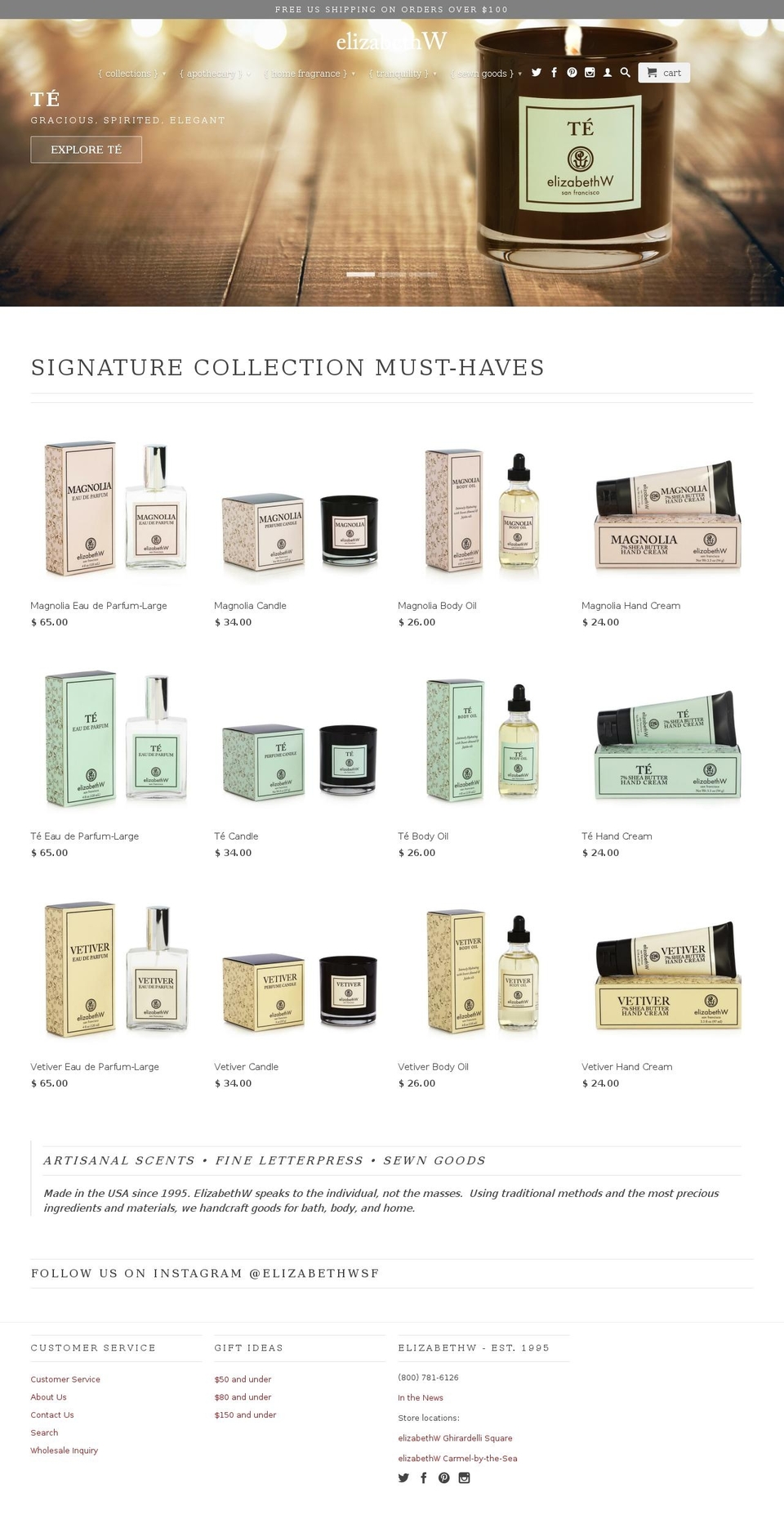 elizabethw.com shopify website screenshot