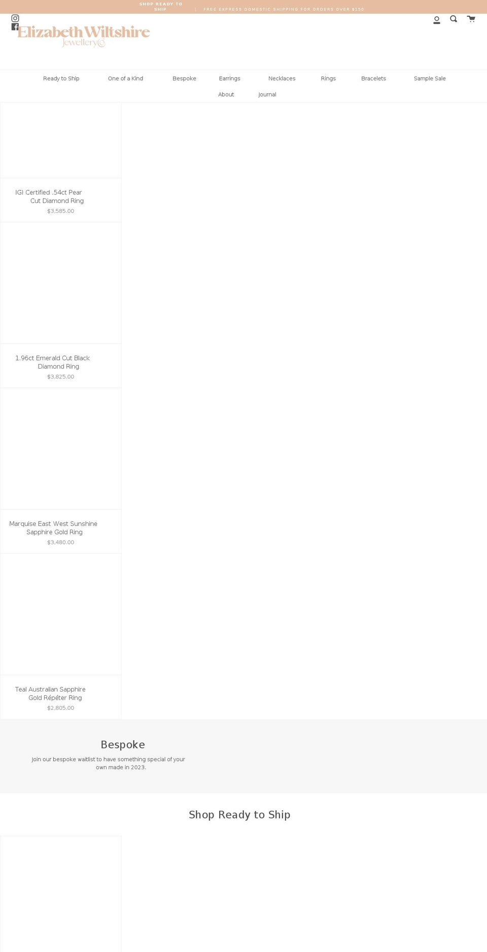 elizabethwiltshirejewellery.com shopify website screenshot