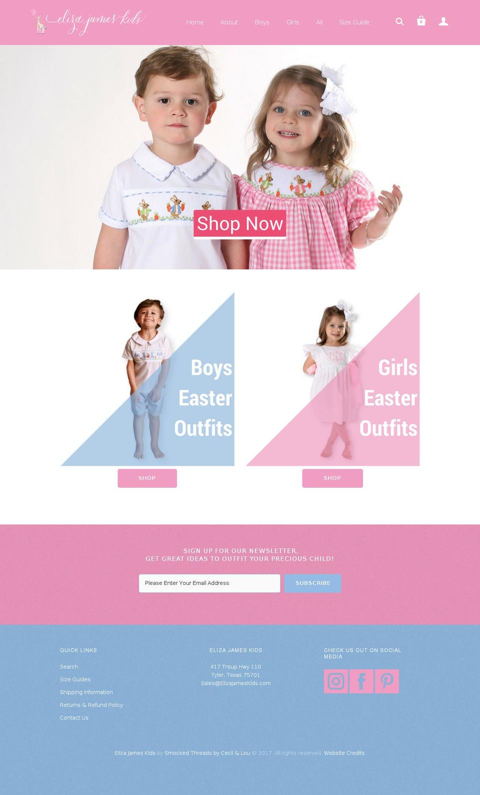 elizajameskids.com shopify website screenshot