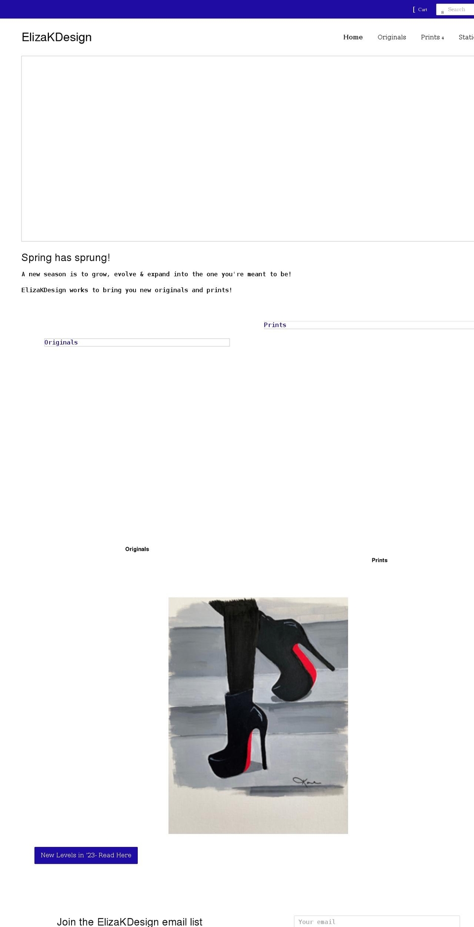elizakdesign.com shopify website screenshot
