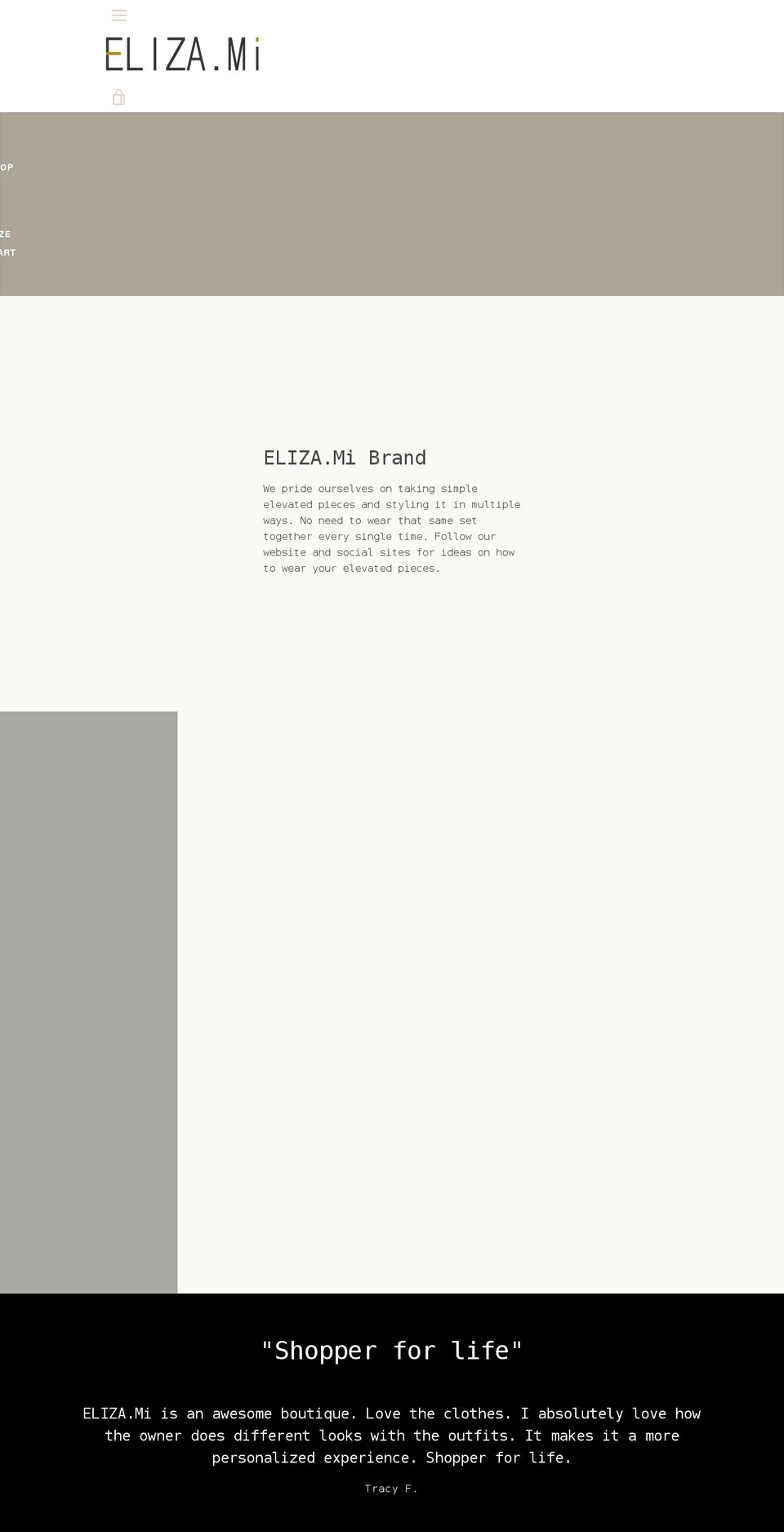 elizami.com shopify website screenshot