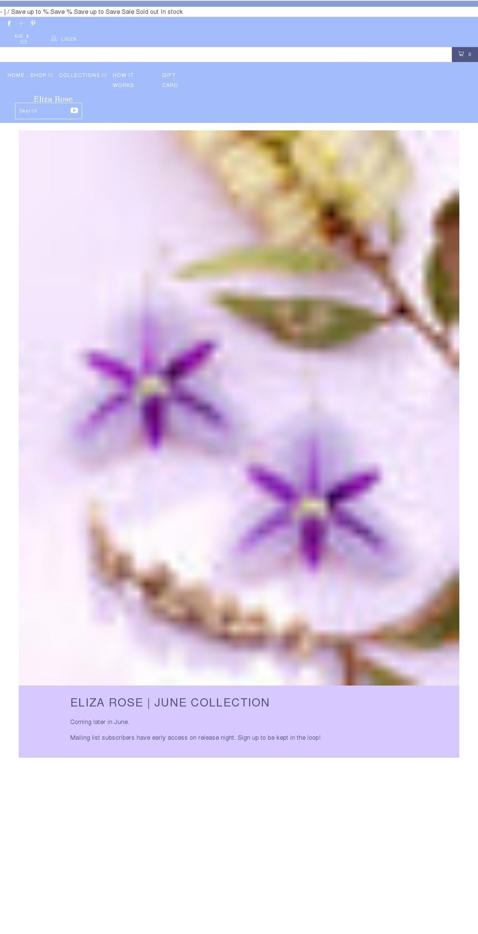 elizarose.com.au shopify website screenshot