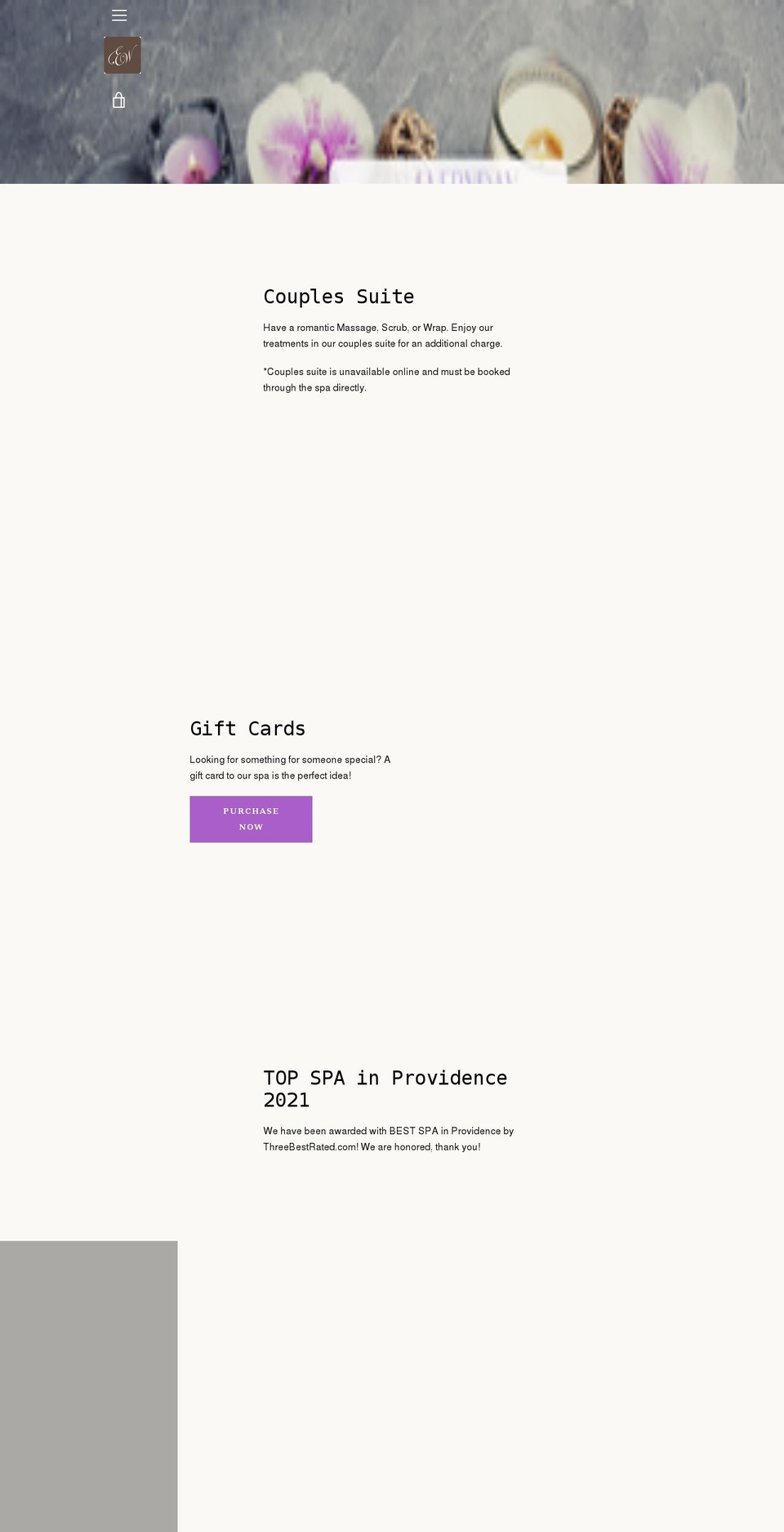 elizawilliamsdayspa.com shopify website screenshot
