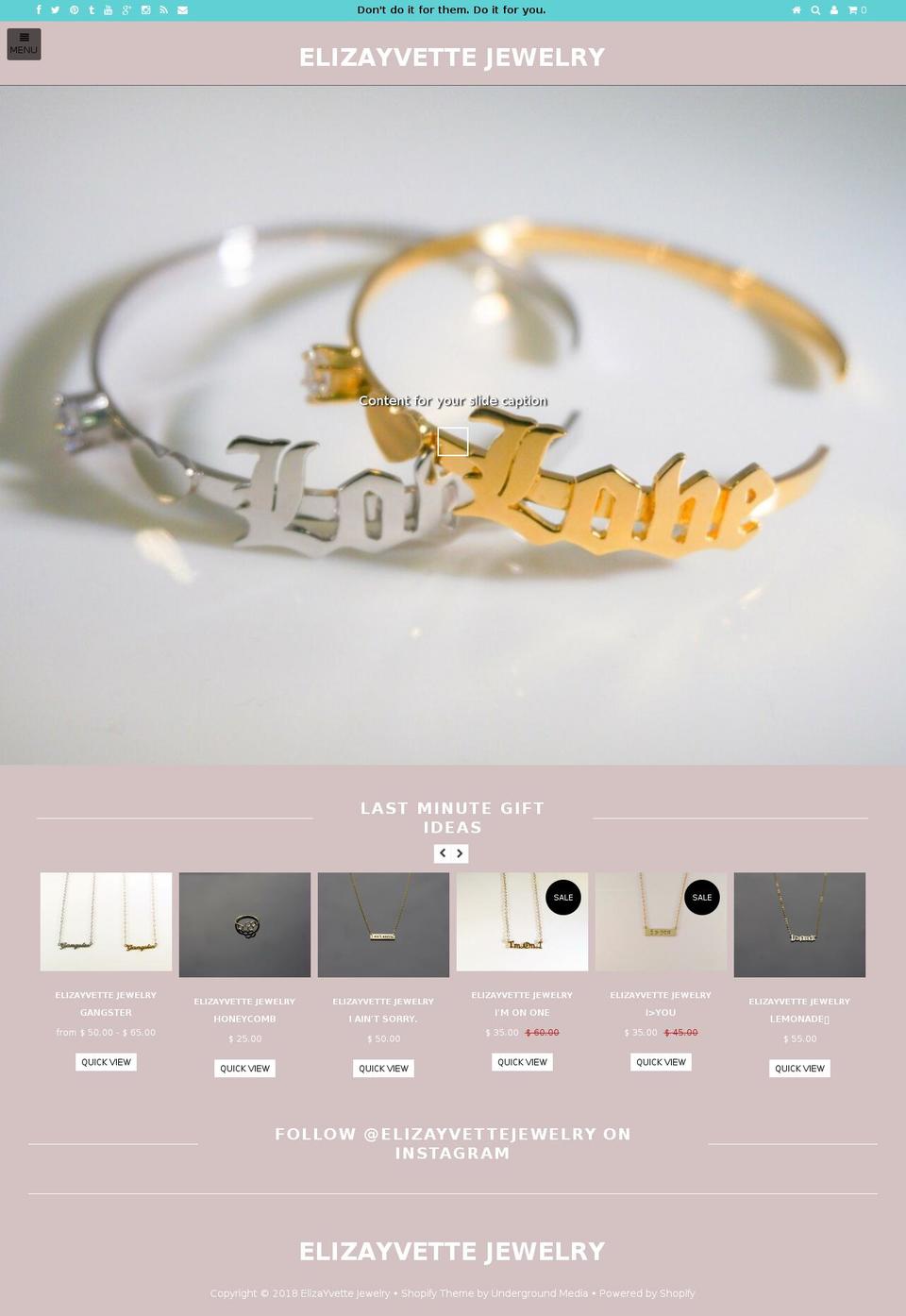 elizayvettejewelry.com — Shopify storefront screenshot