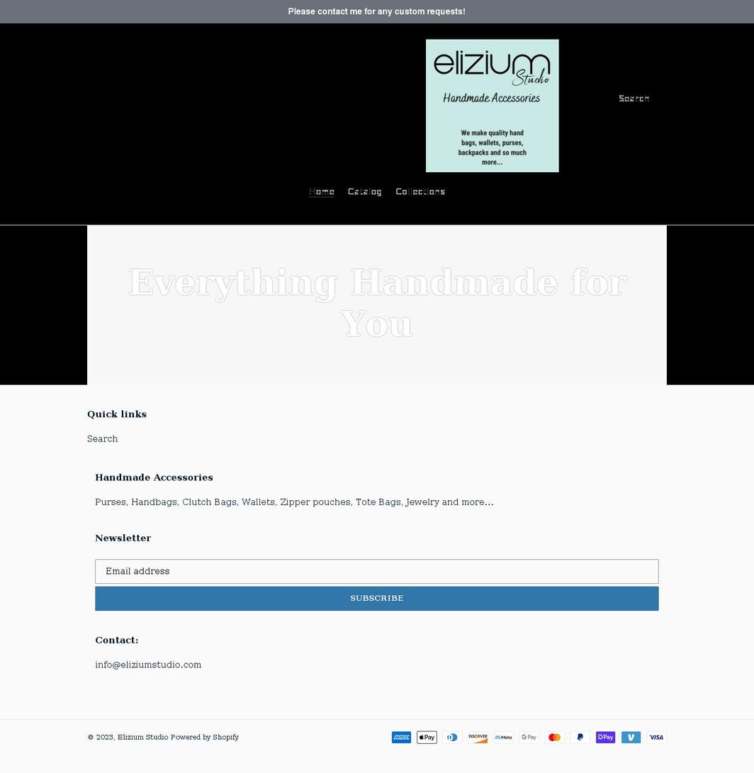 eliziumstudio.com shopify website screenshot