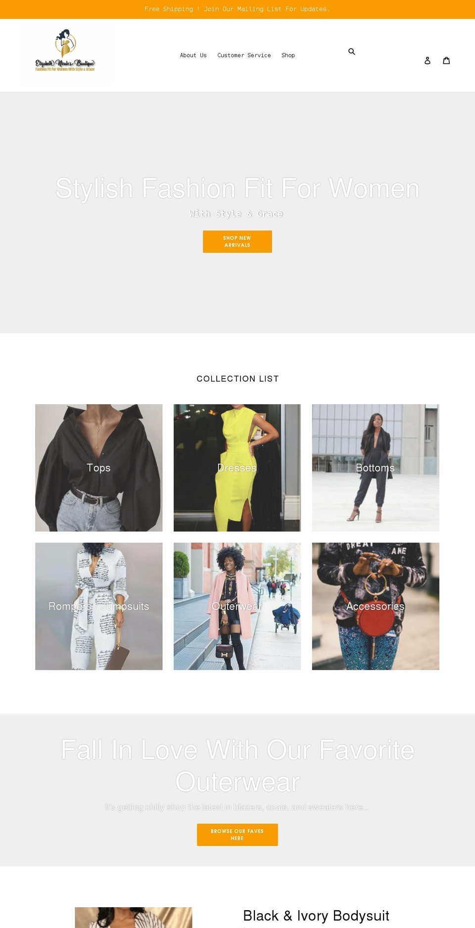 eliznicoleboutique.com shopify website screenshot