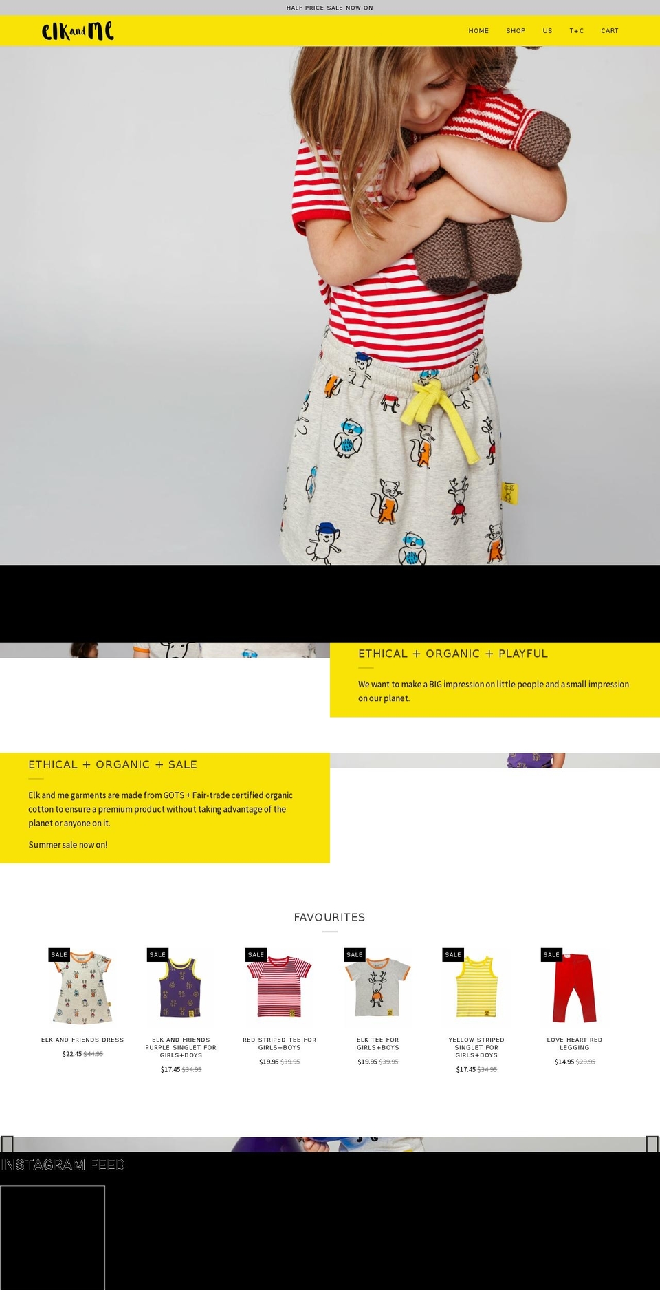 elkandme.co.nz shopify website screenshot