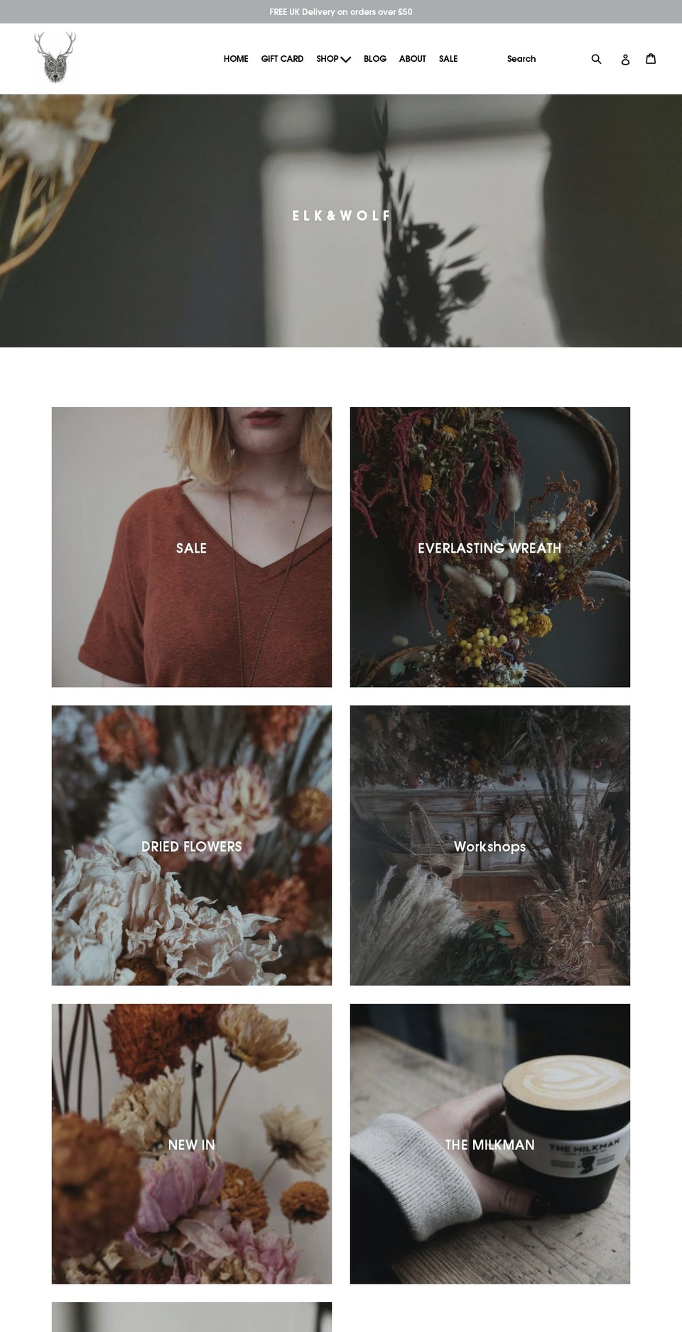 elkandwolf.com shopify website screenshot