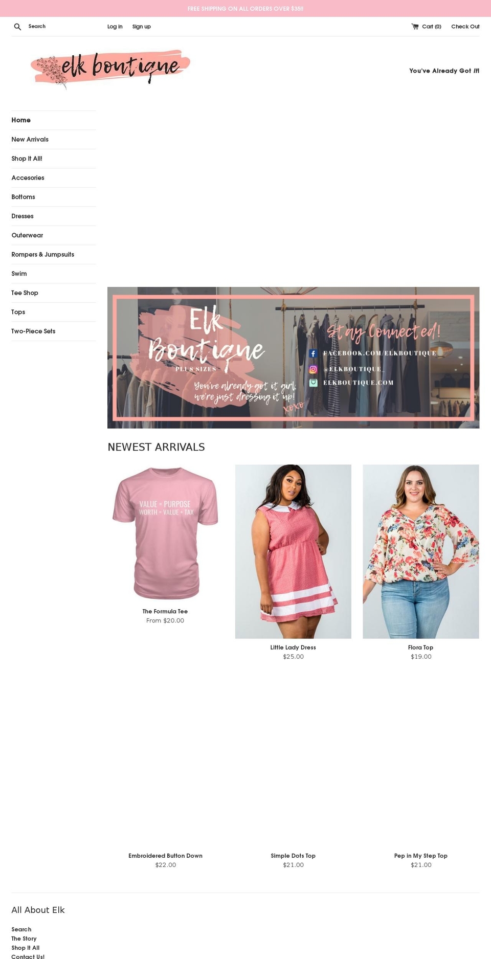 elkboutique.com — Shopify storefront screenshot