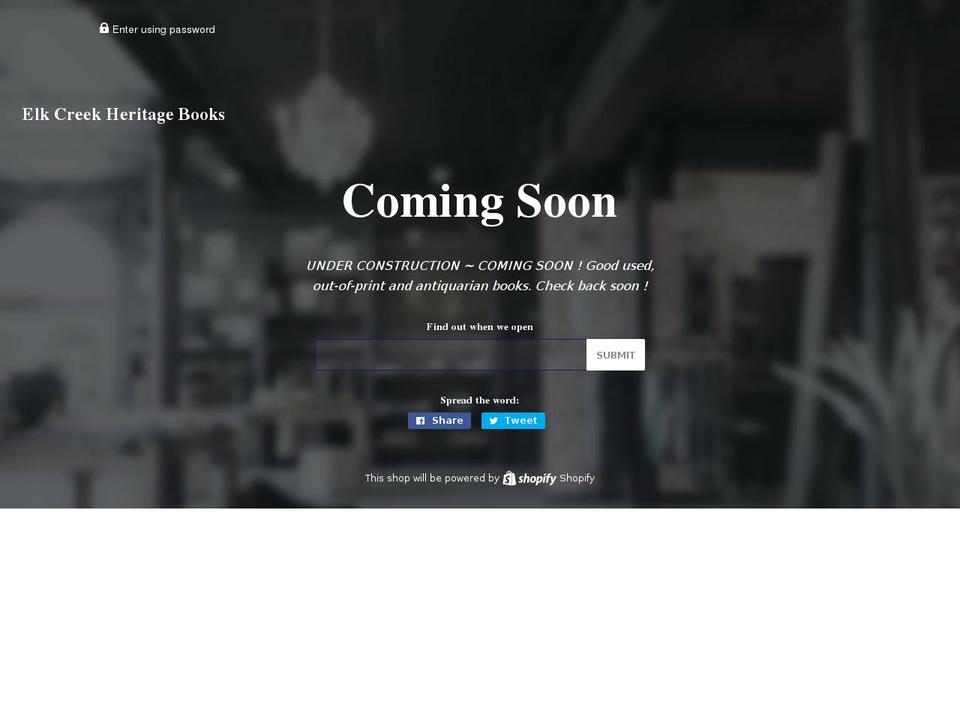 elkcreekheritagebooks.com shopify website screenshot