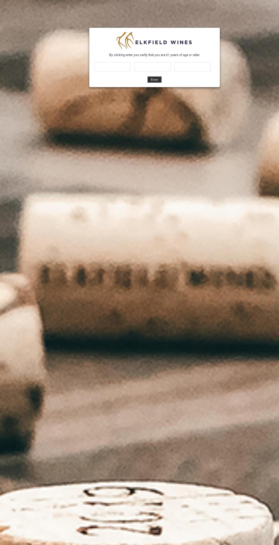 elkfieldwines.com shopify website screenshot