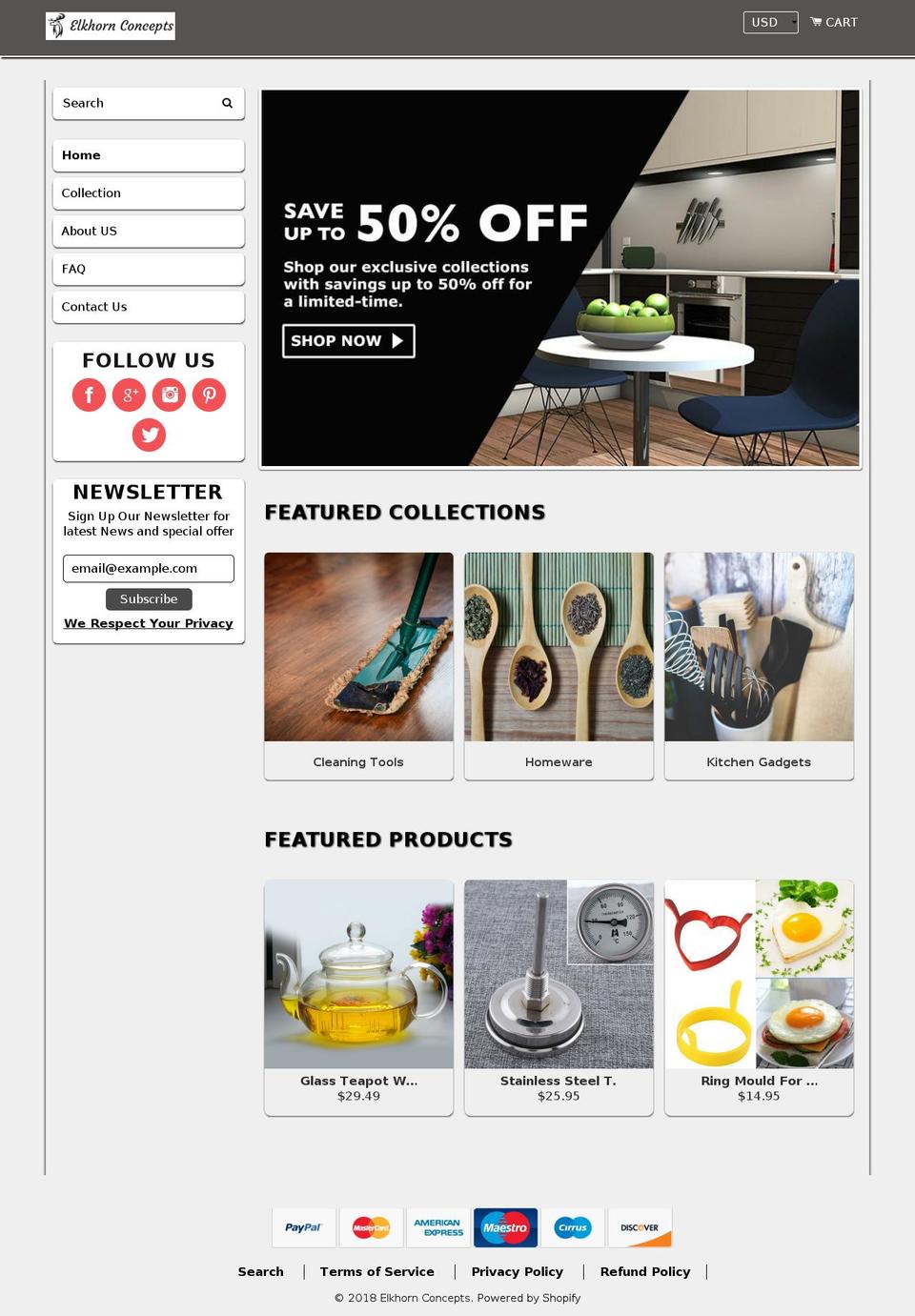 Homey Shopify theme site example elkhornconcepts.com