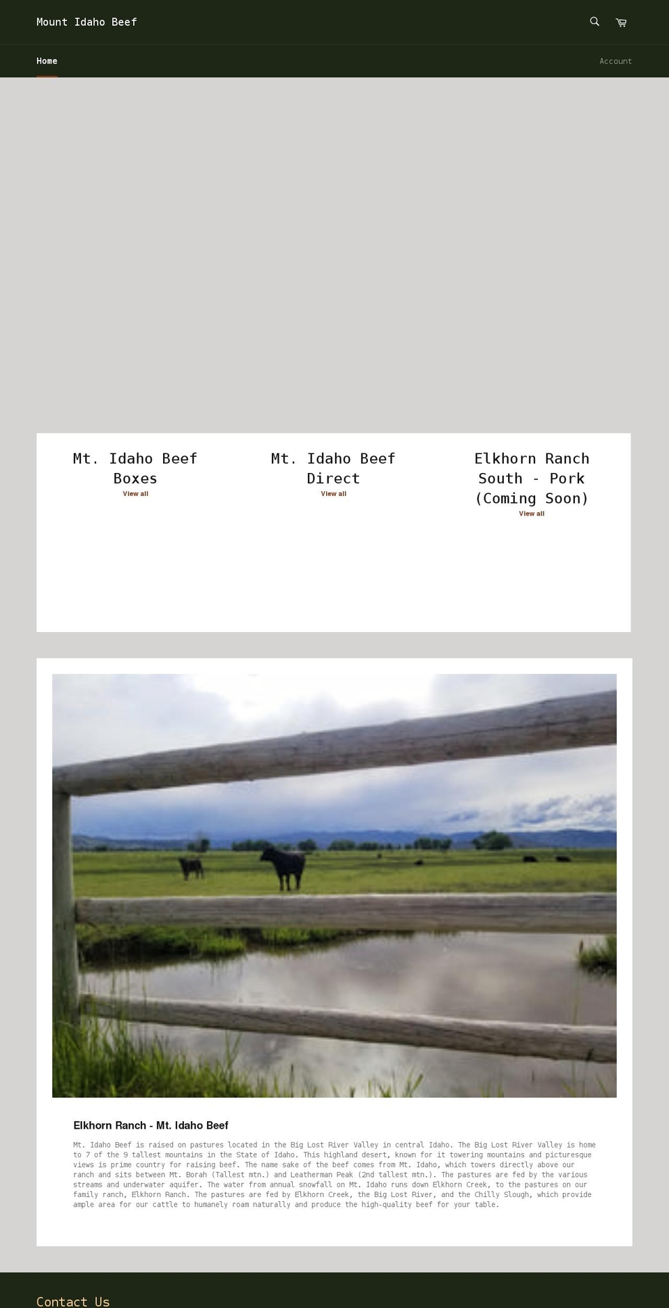 elkhorncreekfarms.com shopify website screenshot