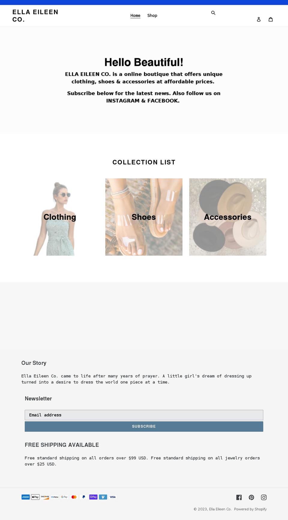 ellaeileenco.com shopify website screenshot