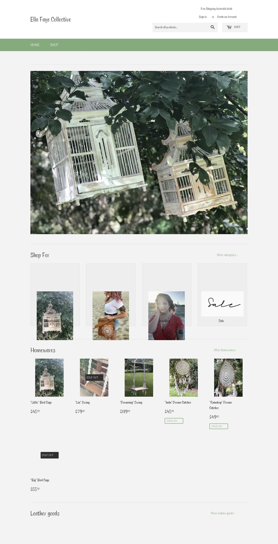 ellafaye.com — Shopify storefront screenshot
