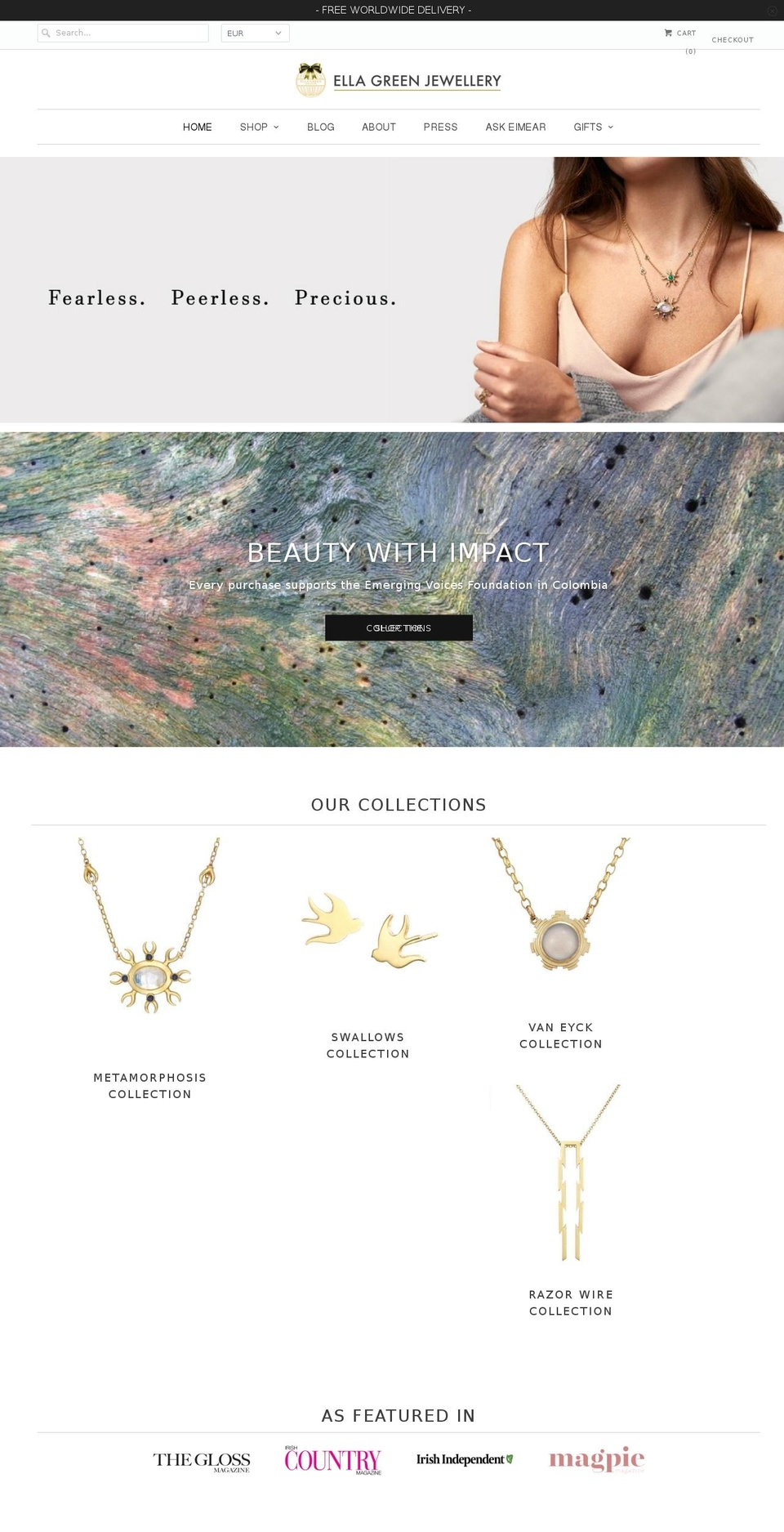 ellagreenjewelry.com — Shopify storefront screenshot